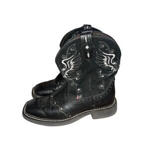 Justin Gypsy Western Cowgirl ANDRA 8" Cowgirl Black Leather Suede Boots Size 7